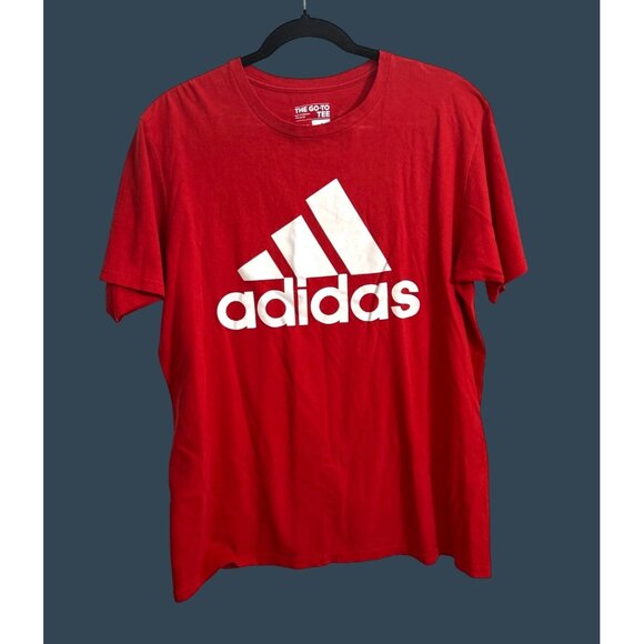 Adidas Mens Red Short Sleeve Logo T-Shirt L - Picture 1 of 8